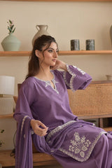 Lavender Grace Embroidered 3 Piece Suit